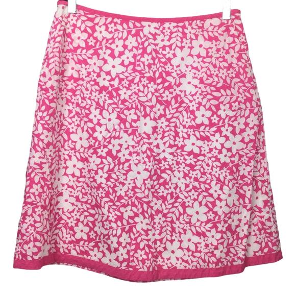 L.L. Bean Dresses & Skirts - L.L. Bean Women's Pink Floral Lightweight Above the Knee Cotton A-line Skirt 12